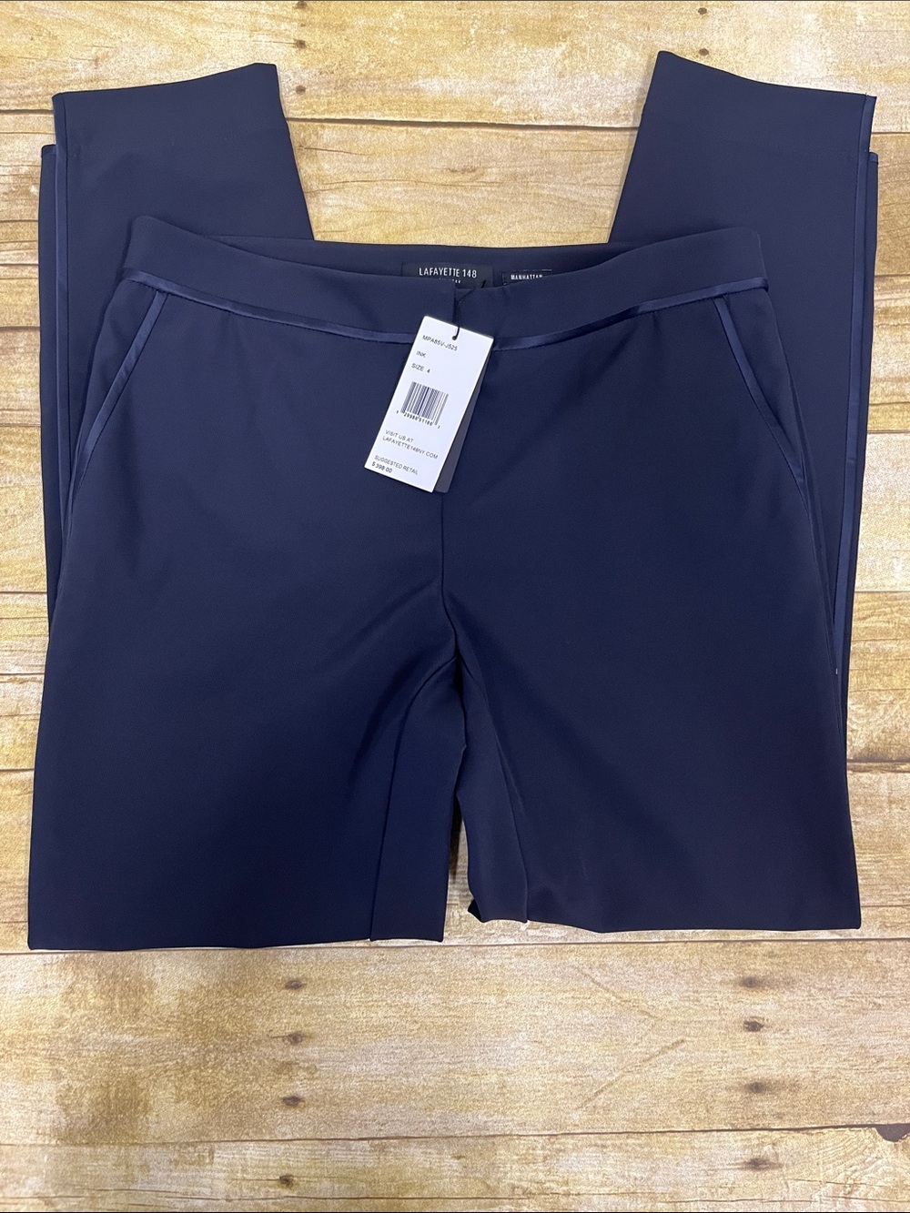 NWT Lafayette 148 New York  "Manhattan" INK Ponte Slim Straight Trousers size 4